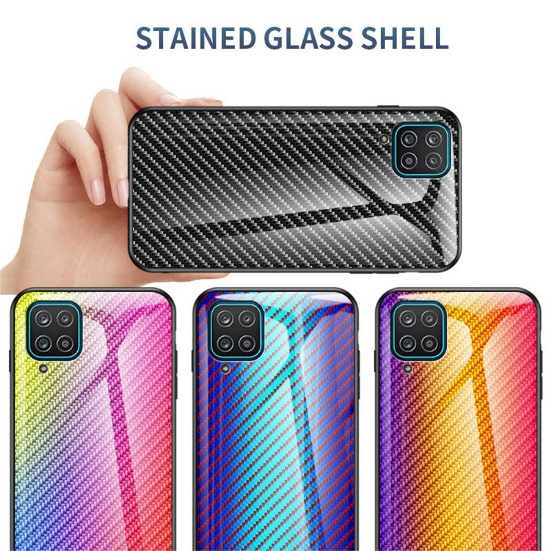 Cover Samsung Galaxy M12 / A12 Vetro Temperato In Fibra Di Carbonio