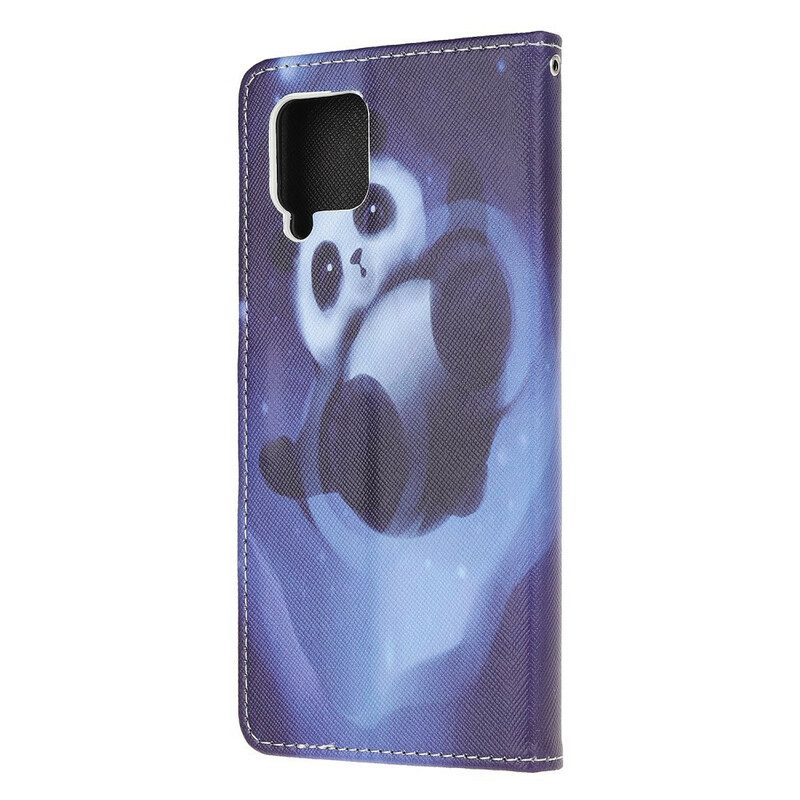 Custodia A Portafoglio Samsung Galaxy M12 / A12 Panda Space Con Cordino