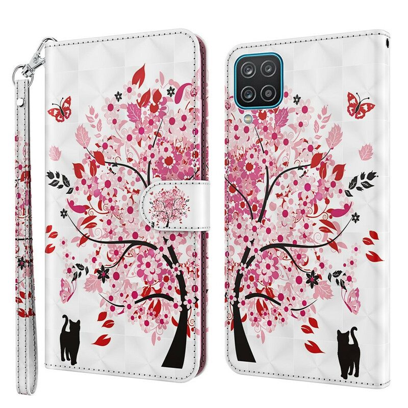 Custodia in pelle Samsung Galaxy M12 / A12 Albero Rosa