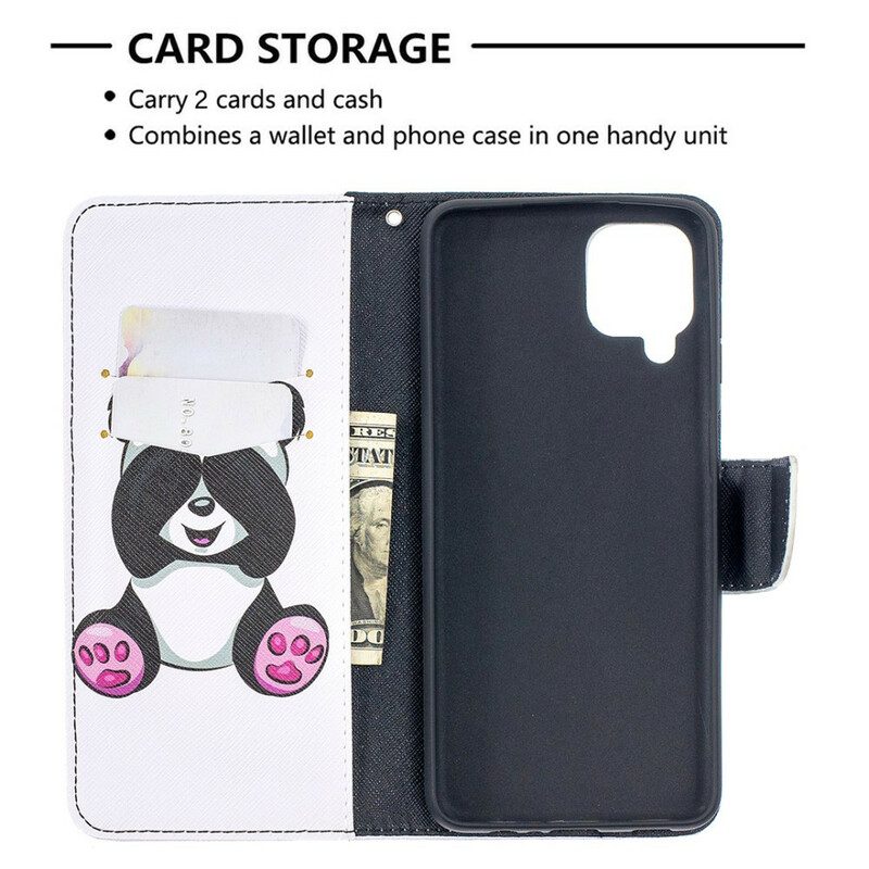 Custodia in pelle Samsung Galaxy M12 / A12 Divertimento Panda