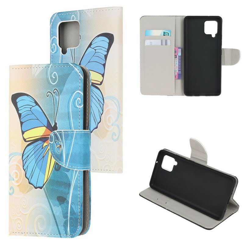 Custodia in pelle Samsung Galaxy M12 / A12 Farfalle