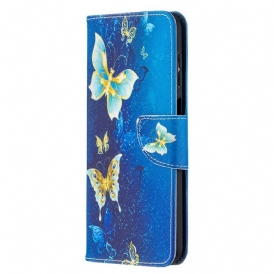 Custodia in pelle Samsung Galaxy M12 / A12 Farfalle Dorate