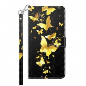 Custodia in pelle Samsung Galaxy M12 / A12 Farfalle Gialle