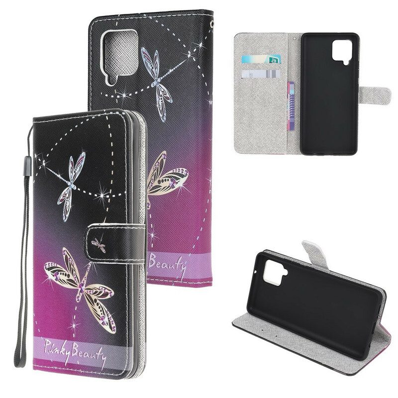 Custodia in pelle Samsung Galaxy M12 / A12 Libellule Strappy