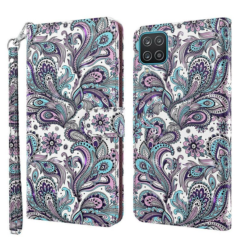 Custodia in pelle Samsung Galaxy M12 / A12 Modelli Di Fiori