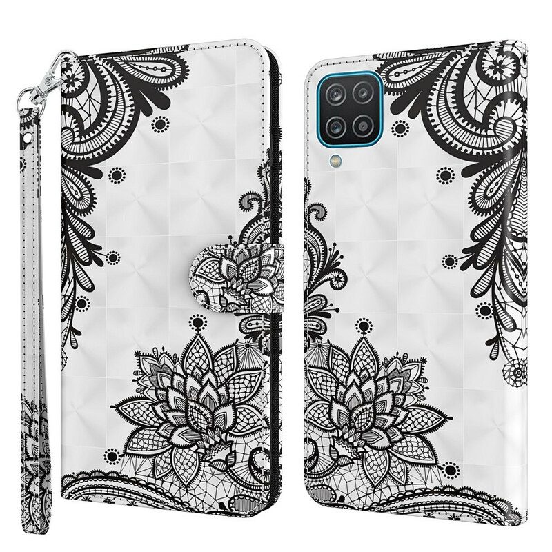 Custodia in pelle Samsung Galaxy M12 / A12 Pizzo Elegante