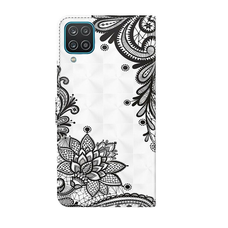 Custodia in pelle Samsung Galaxy M12 / A12 Pizzo Elegante