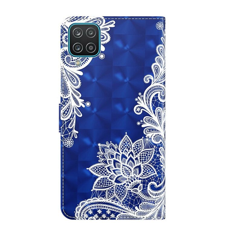 Custodia in pelle Samsung Galaxy M12 / A12 Pizzo Punto Luce Con Cinturino