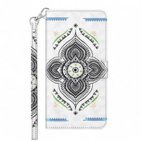 Custodia in pelle Samsung Galaxy M12 / A12 Punti Luce Mandala Con Cordino