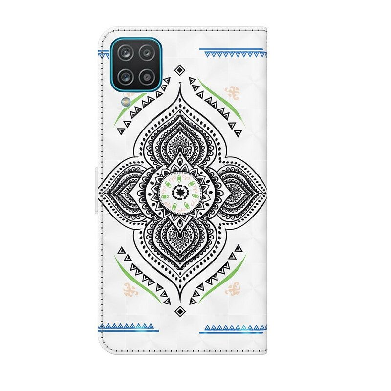 Custodia in pelle Samsung Galaxy M12 / A12 Punti Luce Mandala Con Cordino