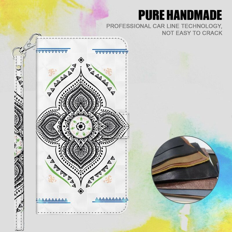 Custodia in pelle Samsung Galaxy M12 / A12 Punti Luce Mandala Con Cordino