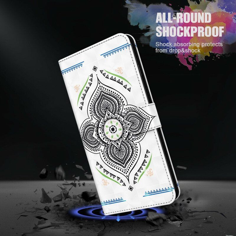 Custodia in pelle Samsung Galaxy M12 / A12 Punti Luce Mandala Con Cordino