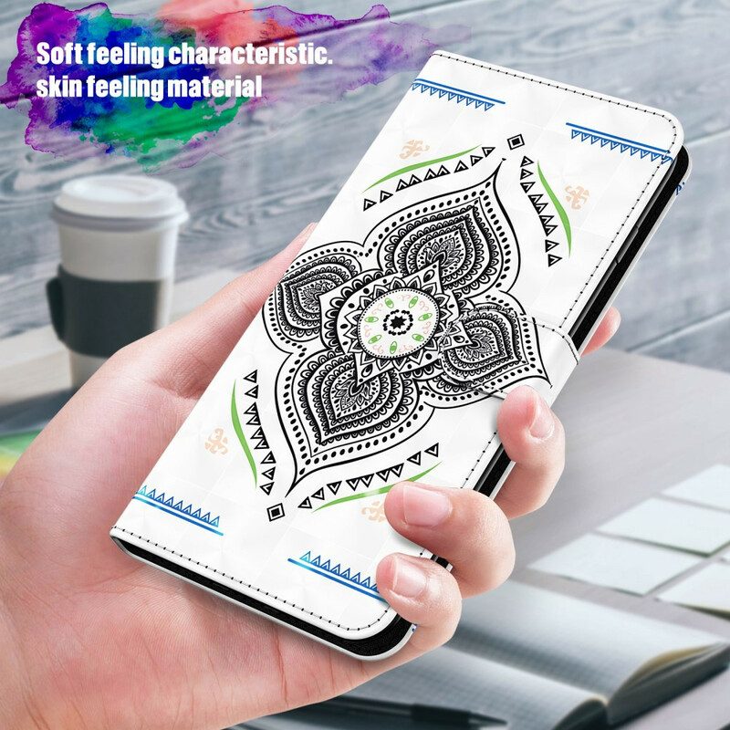 Custodia in pelle Samsung Galaxy M12 / A12 Punti Luce Mandala Con Cordino