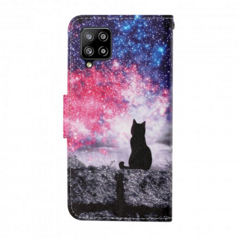 Custodia in pelle Samsung Galaxy M12 / A12 Storie Di Gatti Con Cordino