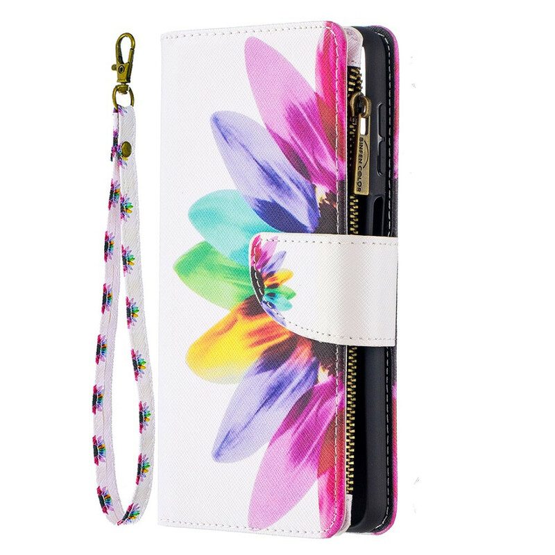 Custodia in pelle Samsung Galaxy M12 / A12 Tasca Con Zip A Fiore