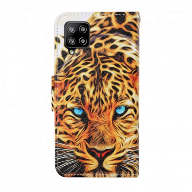 Custodia in pelle Samsung Galaxy M12 / A12 Tigre Con Cordino