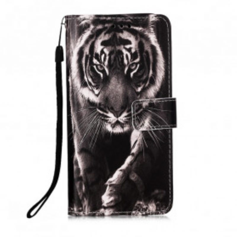 Custodia in pelle Samsung Galaxy M12 / A12 Tigre Notturna