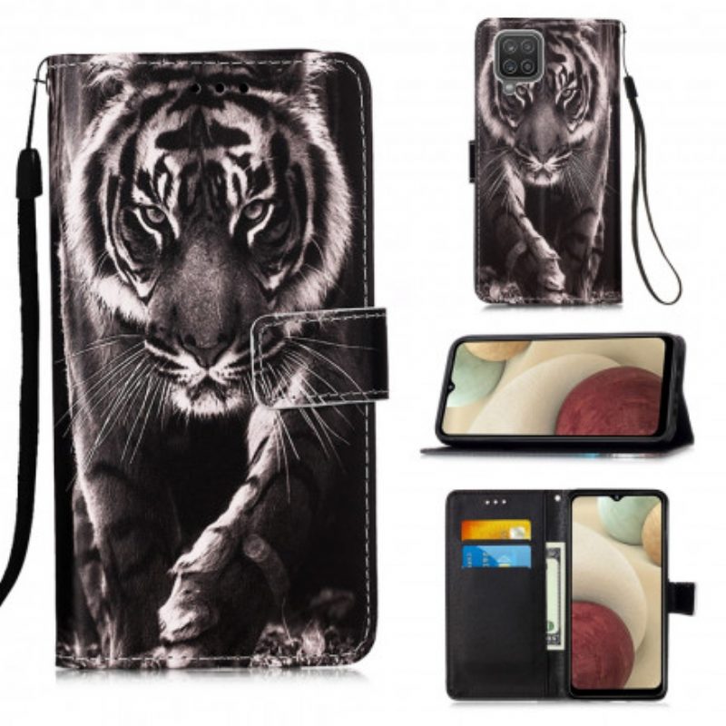 Custodia in pelle Samsung Galaxy M12 / A12 Tigre Notturna