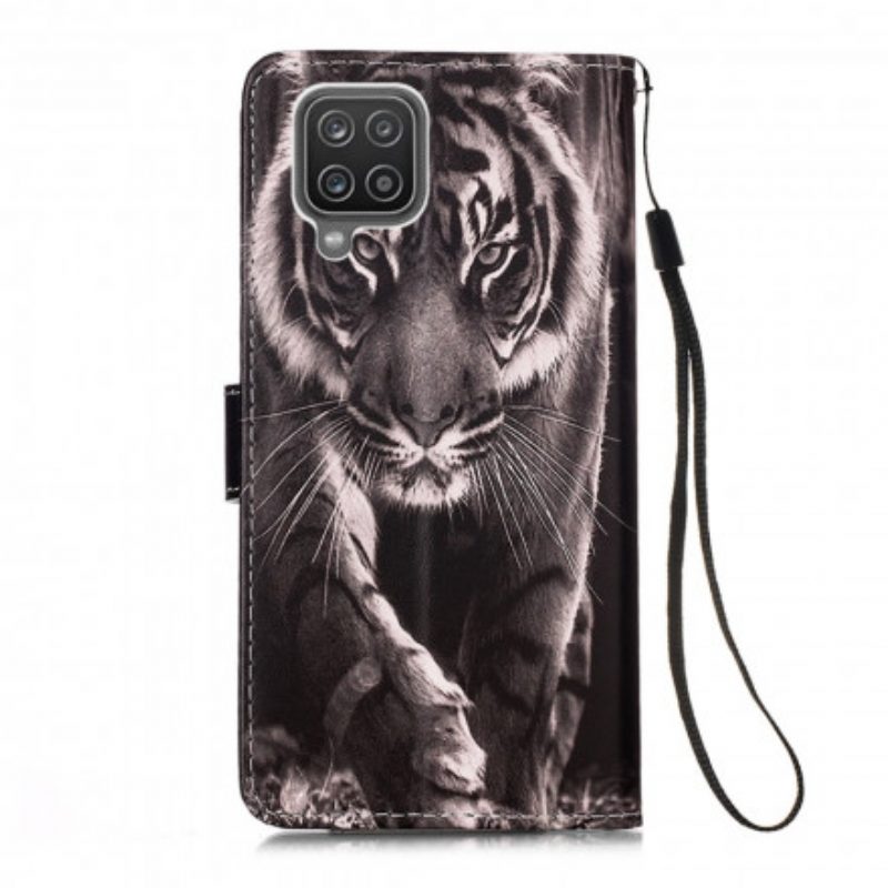 Custodia in pelle Samsung Galaxy M12 / A12 Tigre Notturna