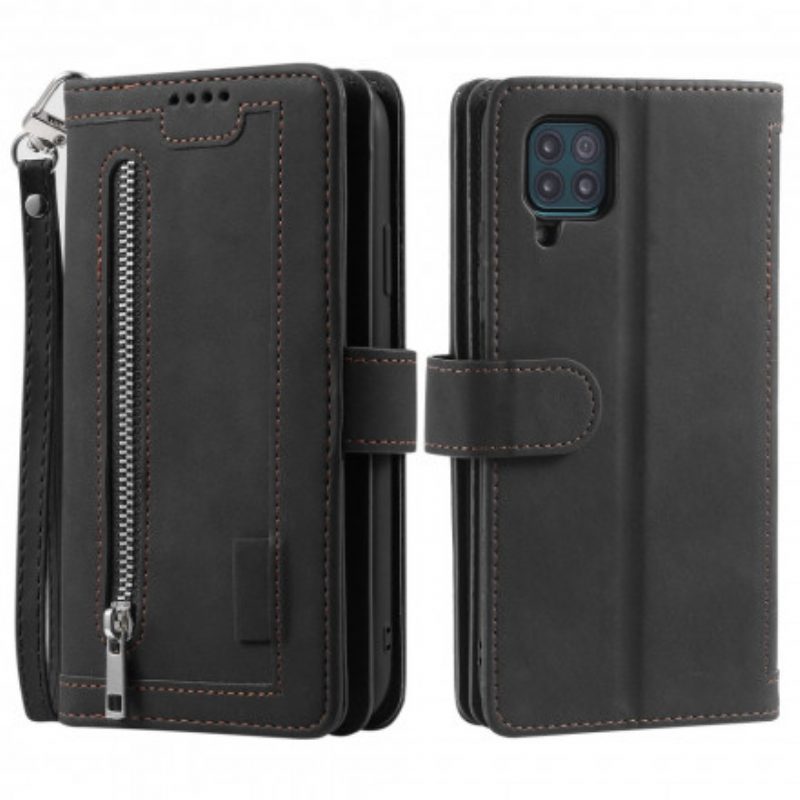 Folio Cover Samsung Galaxy M12 / A12 Contorni Rinforzati Tasca Con Zip