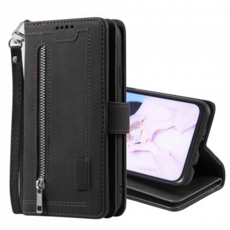 Folio Cover Samsung Galaxy M12 / A12 Contorni Rinforzati Tasca Con Zip