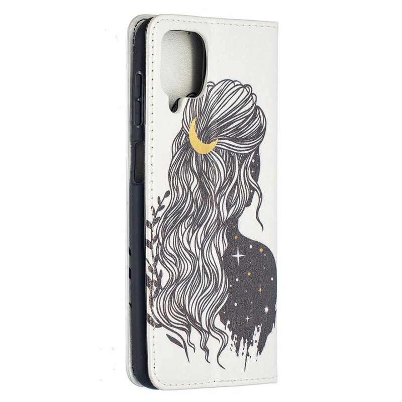 Folio Cover Samsung Galaxy M12 / A12 Custodia in pelle Bei Capelli