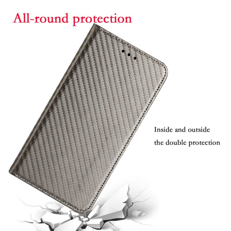 Folio Cover Samsung Galaxy M12 / A12 Custodia in pelle Cinturino In Fibra Di Carbonio