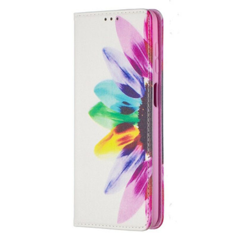 Folio Cover Samsung Galaxy M12 / A12 Custodia in pelle Fiore Dell'acquerello