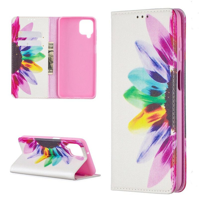 Folio Cover Samsung Galaxy M12 / A12 Custodia in pelle Fiore Dell'acquerello