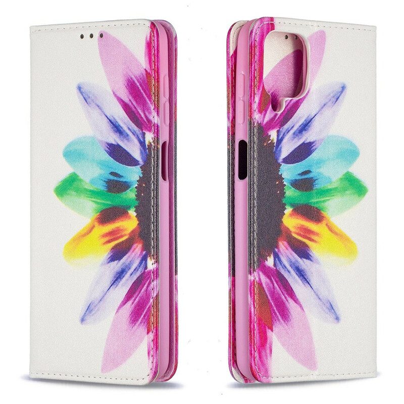 Folio Cover Samsung Galaxy M12 / A12 Custodia in pelle Fiore Dell'acquerello