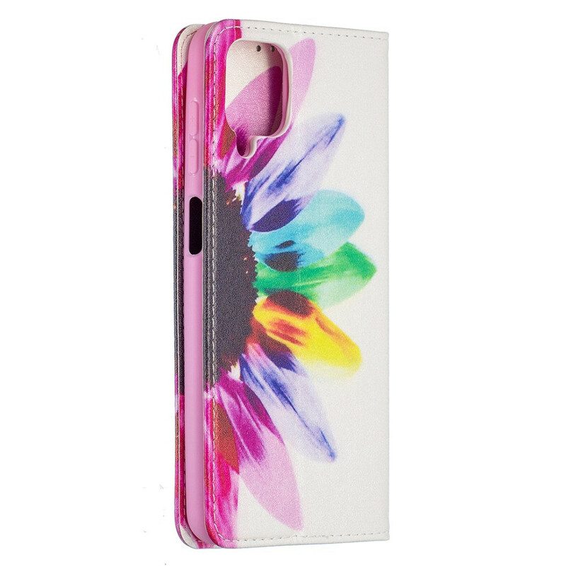 Folio Cover Samsung Galaxy M12 / A12 Custodia in pelle Fiore Dell'acquerello