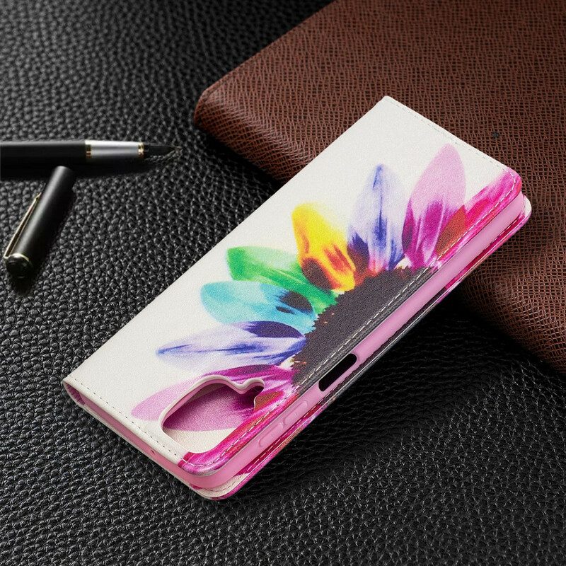 Folio Cover Samsung Galaxy M12 / A12 Custodia in pelle Fiore Dell'acquerello