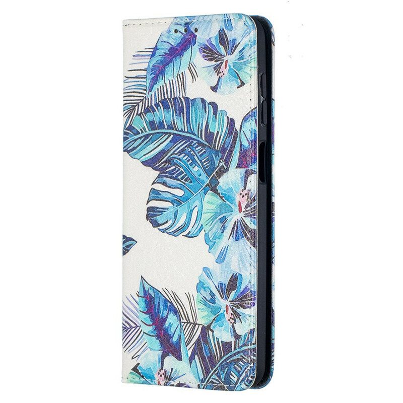 Folio Cover Samsung Galaxy M12 / A12 Custodia in pelle Foglie