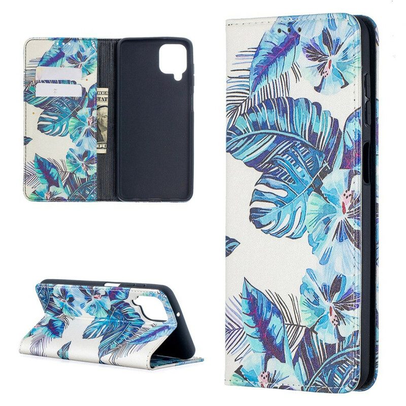 Folio Cover Samsung Galaxy M12 / A12 Custodia in pelle Foglie