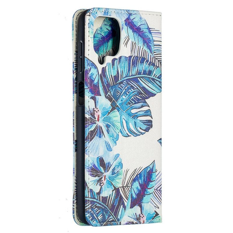 Folio Cover Samsung Galaxy M12 / A12 Custodia in pelle Foglie