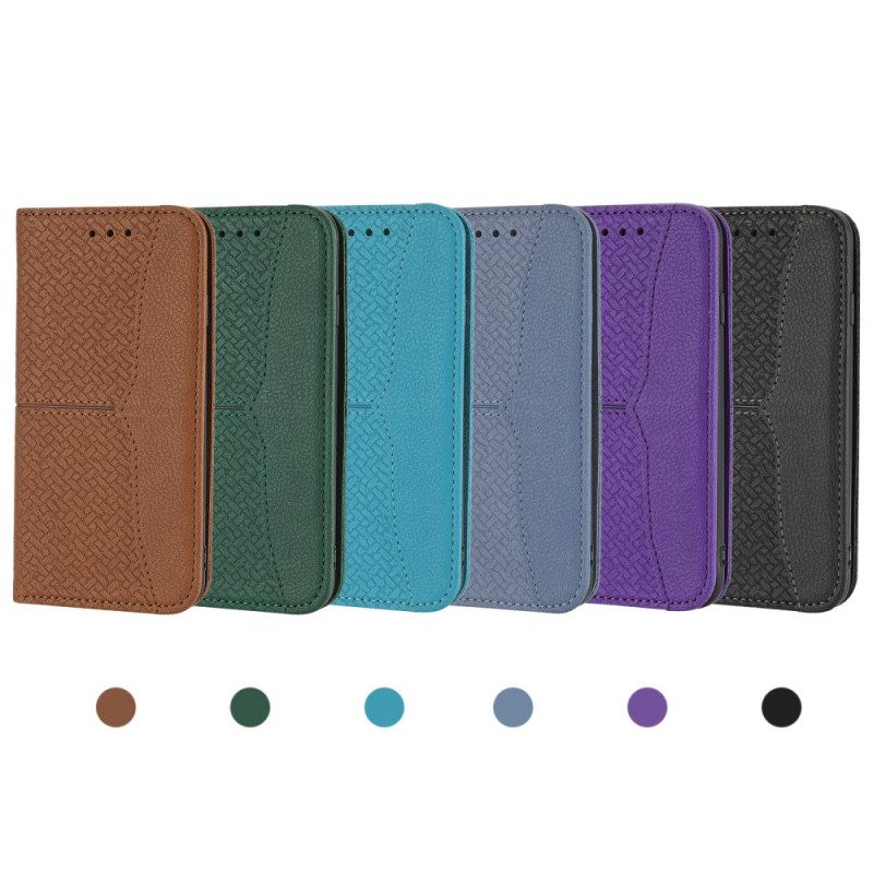 Folio Cover Samsung Galaxy M12 / A12 Custodia in pelle Stile In Pelle Intrecciata Con Cinturino