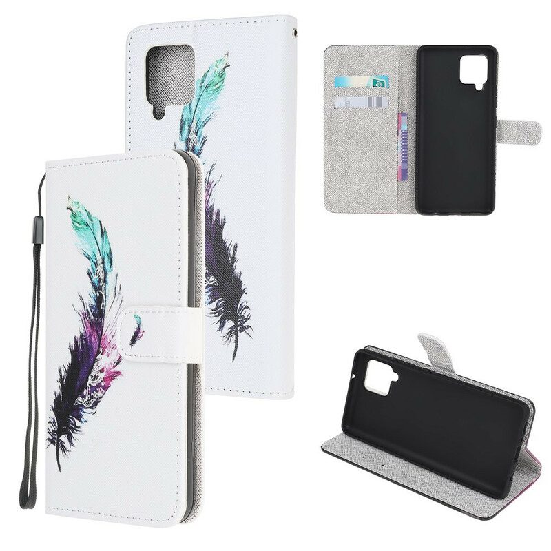 Folio Cover Samsung Galaxy M12 / A12 Piuma Con Cordino