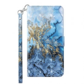 Folio Cover Samsung Galaxy M12 / A12 Punto Luce Design In Marmo Con Cordino