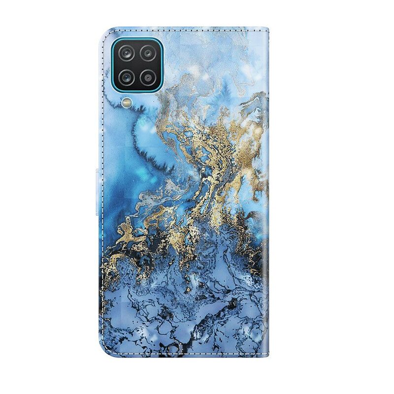 Folio Cover Samsung Galaxy M12 / A12 Punto Luce Design In Marmo Con Cordino