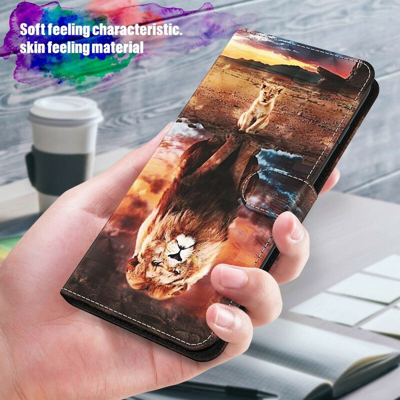 Folio Cover Samsung Galaxy M12 / A12 Punto Luminoso Leone Con Cordino