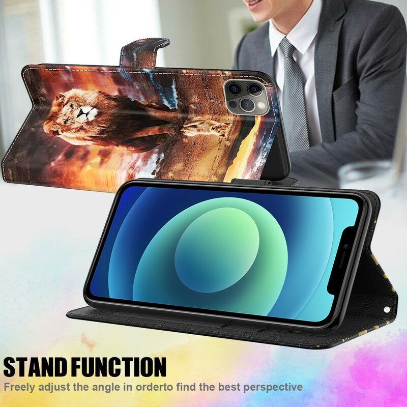 Folio Cover Samsung Galaxy M12 / A12 Punto Luminoso Leone Con Cordino