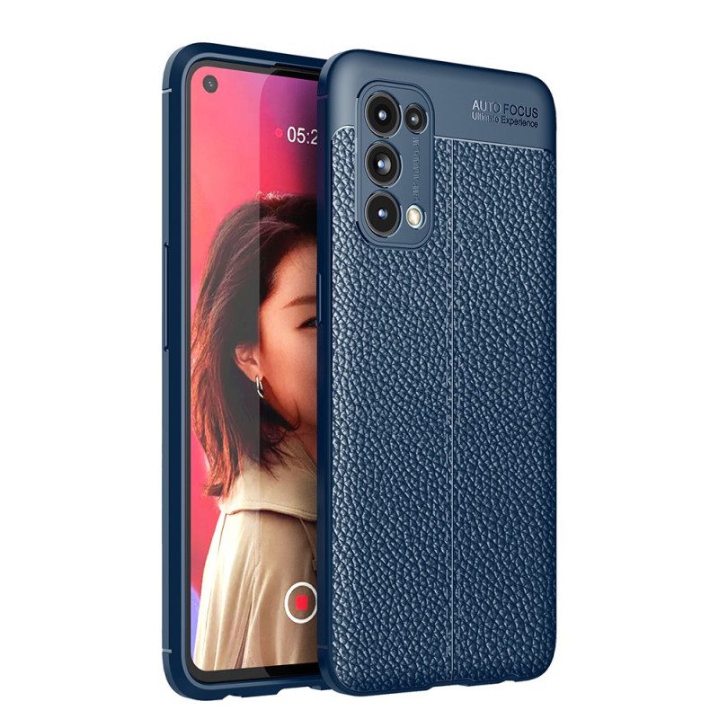 Cover Oppo Find X3 Lite Doppia Linea Litchi Effetto Pelle