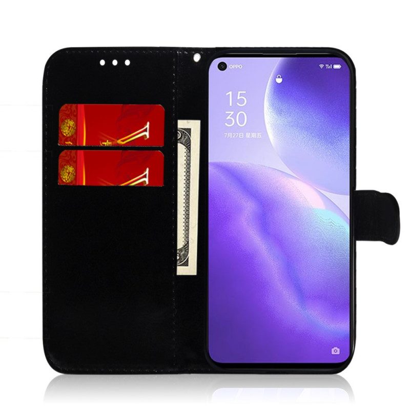 Custodia in pelle Oppo Find X3 Lite Copri Specchietto In Ecopelle