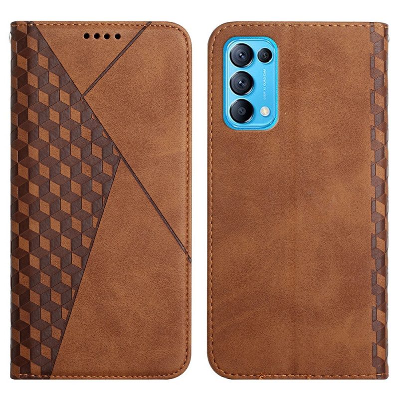 Folio Cover Oppo Find X3 Lite Custodia in pelle Geo Effetto Pelle