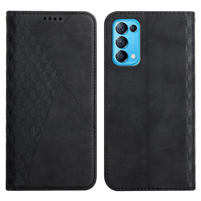 Folio Cover Oppo Find X3 Lite Custodia in pelle Geo Effetto Pelle