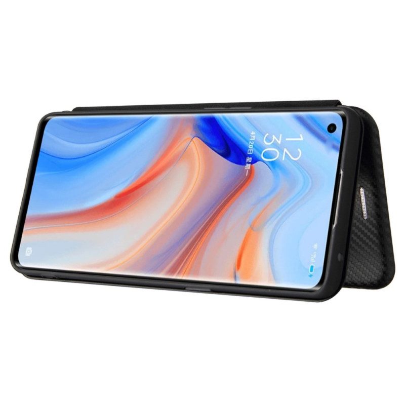 Folio Cover Oppo Find X3 Lite Custodia in pelle Silicone Colorato Al Carbonio