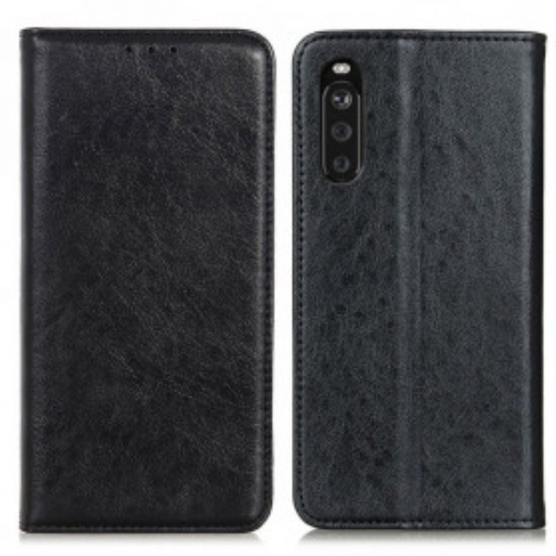 Folio Cover Sony Xperia 5 III Custodia in pelle Crosta Di Pelle Testurizzata