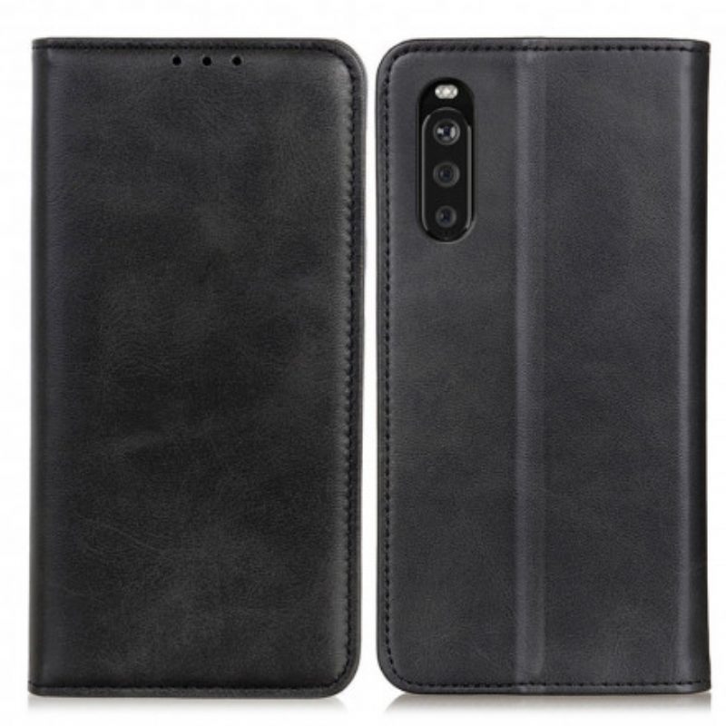 Folio Cover Sony Xperia 5 III Custodia in pelle Pelle Crosta Eleganza