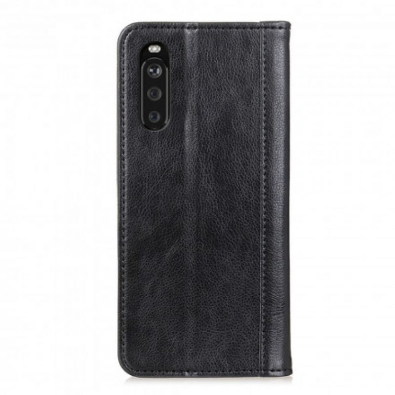 Folio Cover Sony Xperia 5 III Custodia in pelle Eleganza Split Litchi Leather