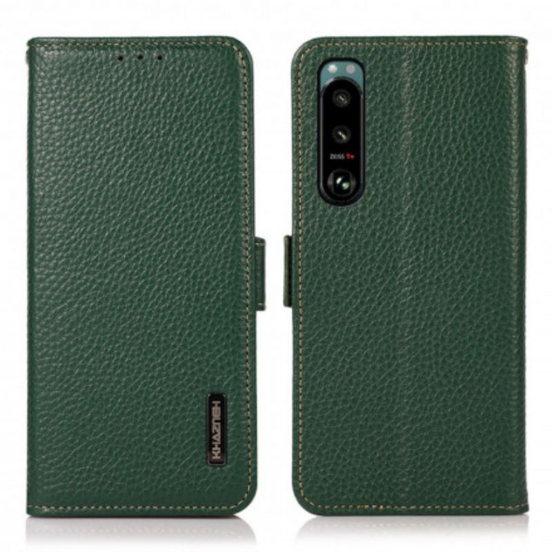 Folio Cover Sony Xperia 5 III Pelle Litchi Khazneh Rfid